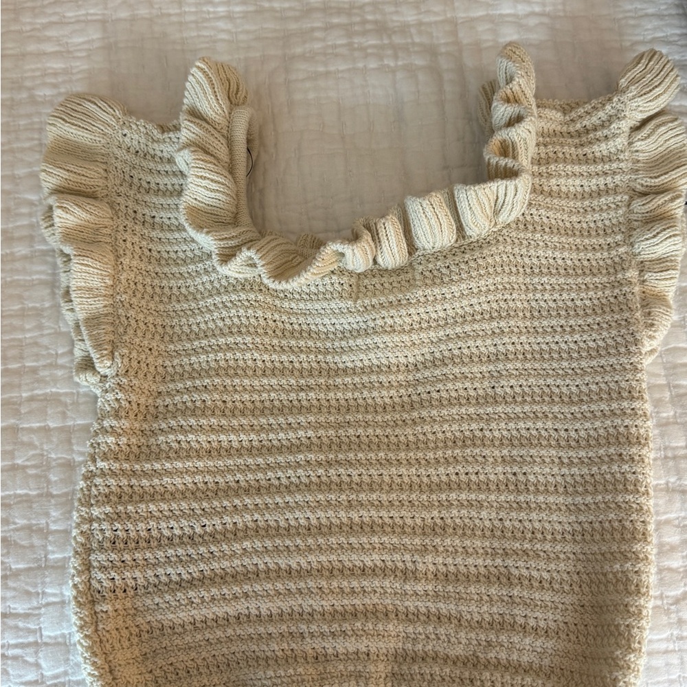Cream Ruffled Knit Top - Picture 2 of 3